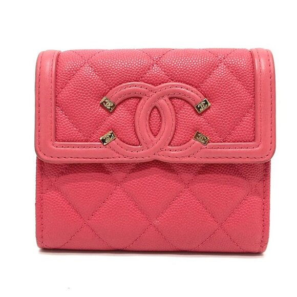 CHANEL AP0375 CC Phili Gris Matelasse Medium Long Wallet Trifold wallet Pink - Picture 1 of 12